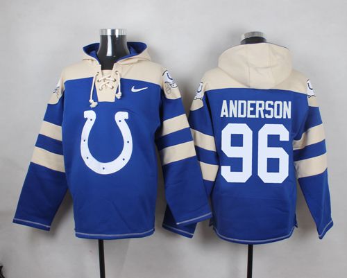  Colts #96 Henry Anderson Royal Blue Player Pullover NFL Hoodie