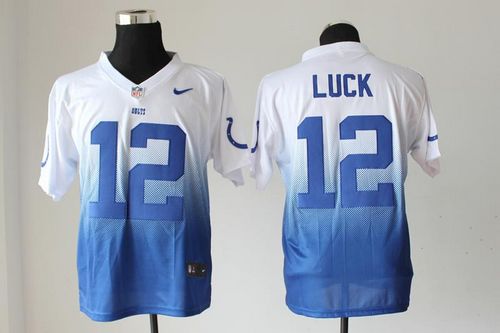  Colts #12 Andrew Luck Royal Blue/White Men's Stitched NFL Elite Fadeaway Fashion Jersey