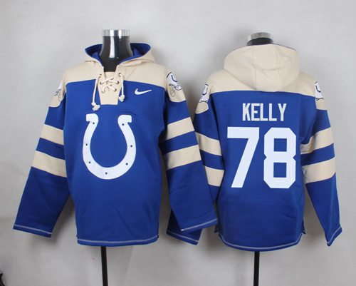  Colts #78 Ryan Kelly Royal Blue Player Pullover Hoodie