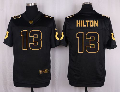  Colts #13 T.Y. Hilton Black Men's Stitched NFL Elite Pro Line Gold Collection Jersey