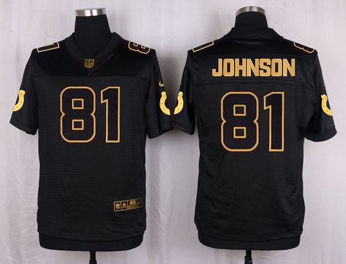  Colts #81 Andre Johnson Black Men's Stitched NFL Elite Pro Line Gold Collection Jersey