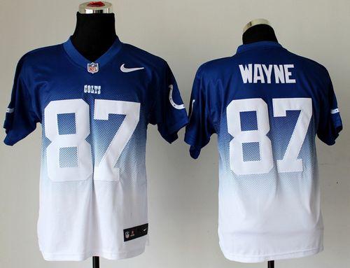  Colts #87 Reggie Wayne Royal Blue/White Men's Stitched NFL Elite Fadeaway Fashion Jersey