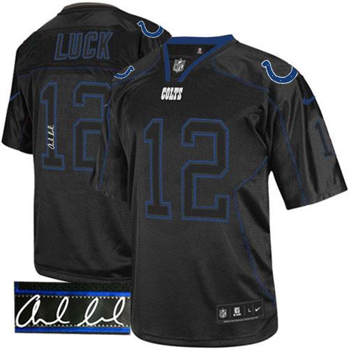  Colts #12 Andrew Luck Lights Out Black Men's Stitched NFL Elite Autographed Jersey