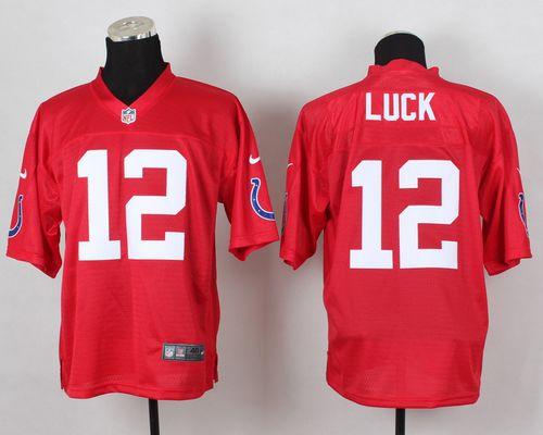  Colts #12 Andrew Luck Red Men's Stitched NFL Elite QB Practice Jersey