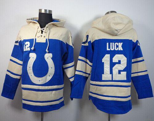  Colts #12 Andrew Luck Blue Sawyer Hooded Sweatshirt NFL Hoodie
