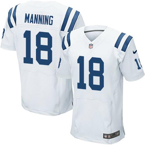  Colts #18 Peyton Manning White Men's Stitched NFL Elite Jersey