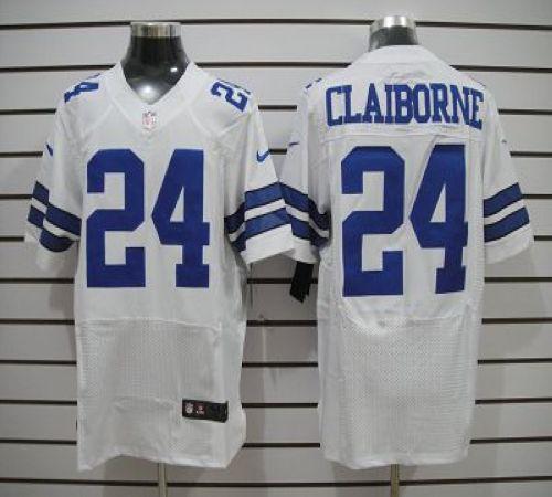  Cowboys #24 Morris Claiborne White Men's Stitched NFL Elite Jersey