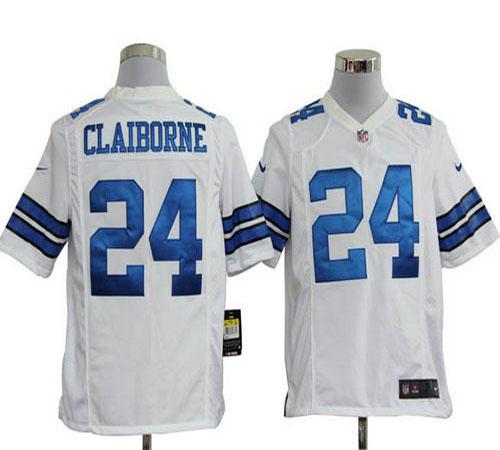  Cowboys #24 Morris Claiborne White Men's Stitched NFL Game Jersey
