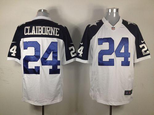  Cowboys #24 Morris Claiborne White Thanksgiving Men's Throwback Stitched NFL Limited Jersey