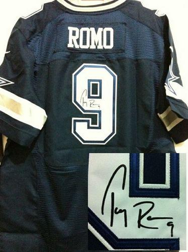  Cowboys #9 Tony Romo Navy Blue Team Color Men's Stitched NFL Elite Autographed Jersey