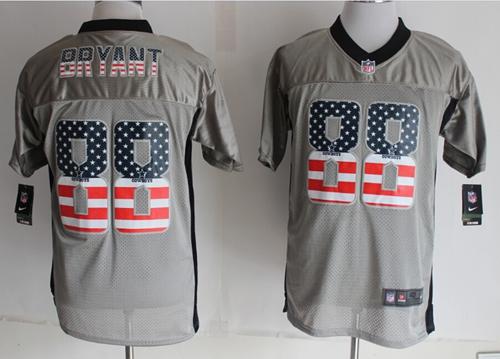  Cowboys #88 Dez Bryant Grey Men's Stitched NFL Elite USA Flag Fashion Jersey