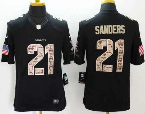  Cowboys #21 Deion Sanders Black Men's Stitched NFL Limited Salute to Service Jersey