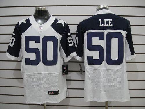  Cowboys #50 Sean Lee White Thanksgiving Throwback Men's Stitched NFL Elite Jersey