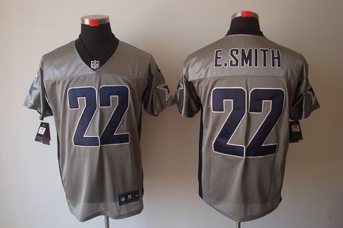  Cowboys #22 Emmitt Smith Grey Shadow Men's Stitched NFL Elite Jersey