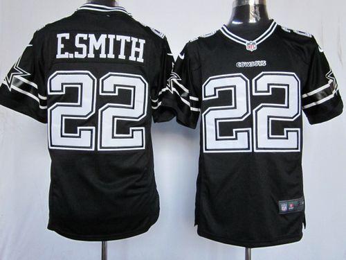  Cowboys #22 Emmitt Smith Black Shadow Men's Stitched NFL Game Jersey