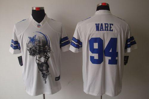  Cowboys #94 DeMarcus Ware White Men's Stitched NFL Helmet Tri Blend Limited Jersey
