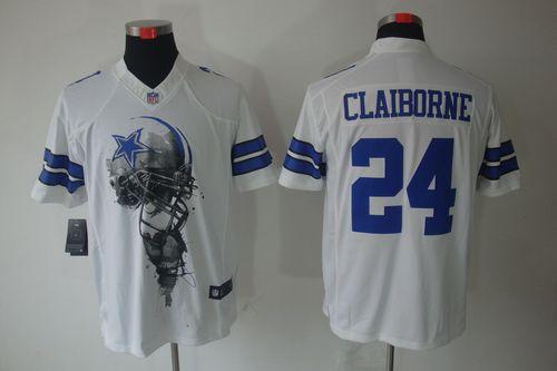  Cowboys #24 Morris Claiborne White Men's Stitched NFL Helmet Tri Blend Limited Jersey