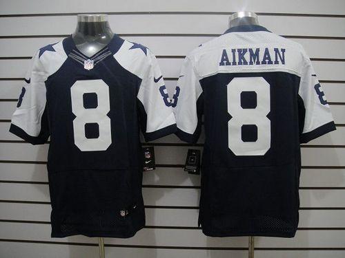  Cowboys #8 Troy Aikman Navy Blue Thanksgiving Throwback Men's Stitched NFL Elite Jersey