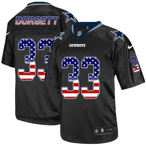  Cowboys #33 Tony Dorsett Black Men's Stitched NFL Elite USA Flag Fashion Jersey