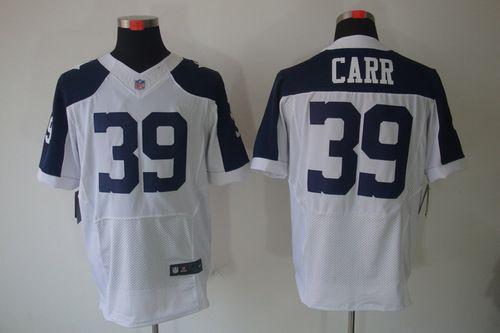  Cowboys #39 Brandon Carr White Thanksgiving Throwback Men's Stitched NFL Elite Jersey