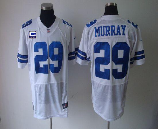  Cowboys #29 DeMarco Murray White With C Patch Men's Stitched NFL Elite Jersey