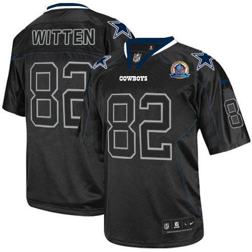  Cowboys #82 Jason Witten Lights Out Black With Hall of Fame 50th Patch Men's Stitched NFL Elite Jersey