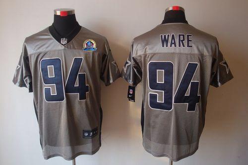  Cowboys #94 DeMarcus Ware Grey Shadow With Hall of Fame 50th Patch Men's Stitched NFL Elite Jersey