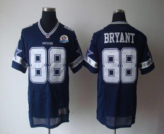  Cowboys #88 Dez Bryant Navy Blue Team Color With Hall of Fame 50th Patch Men's Stitched NFL Elite Jersey