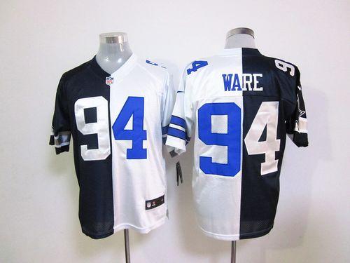  Cowboys #94 DeMarcus Ware Navy Blue/White Men's Stitched NFL Elite Split Jersey