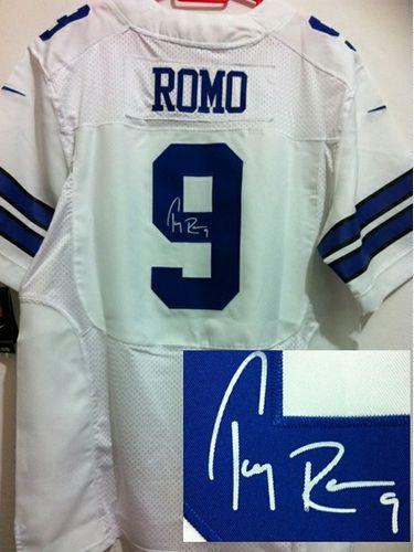  Cowboys #9 Tony Romo White Men's Stitched NFL Elite Autographed Jersey