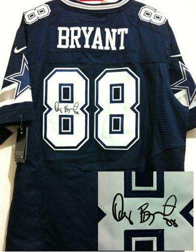  Cowboys #88 Dez Bryant Navy Blue Team Color Men's Stitched NFL Elite Autographed Jersey