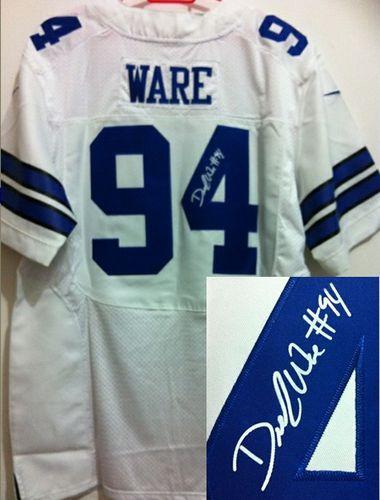  Cowboys #94 DeMarcus Ware White Men's Stitched NFL Elite Autographed Jersey