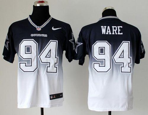  Cowboys #94 DeMarcus Ware Navy Blue/White Men's Stitched NFL Elite Fadeaway Fashion Jersey