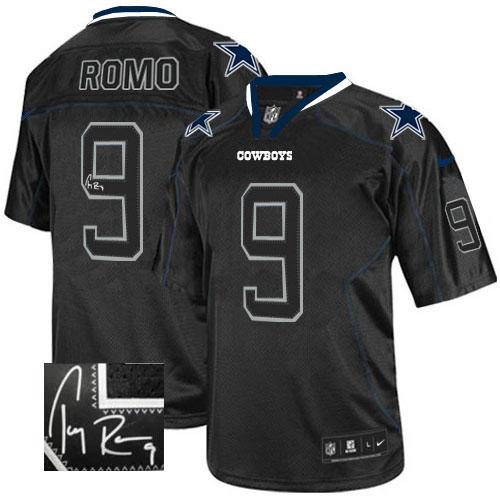  Cowboys #9 Tony Romo Lights Out Black Men's Stitched NFL Elite Autographed Jersey