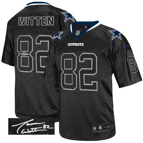  Cowboys #82 Jason Witten Lights Out Black Men's Stitched NFL Elite Autographed Jersey