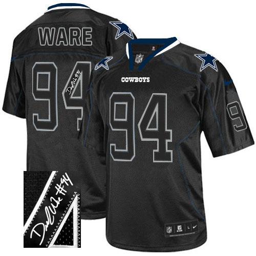  Cowboys #94 DeMarcus Ware Lights Out Black Men's Stitched NFL Elite Autographed Jersey
