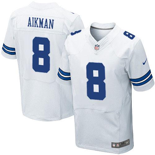  Cowboys #8 Troy Aikman White Men's Stitched NFL Elite Jersey