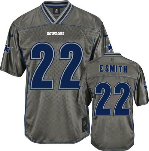  Cowboys #22 Emmitt Smith Grey Men's Stitched NFL Elite Vapor Jersey