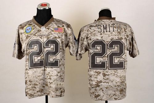  Cowboys #22 Emmitt Smith Camo Men's Stitched NFL New Elite USMC Jersey