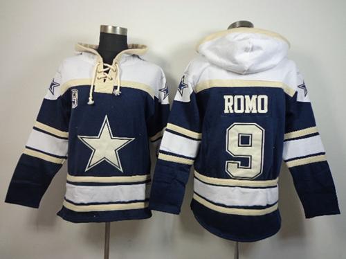  Cowboys #9 Tony Romo Blue Sawyer Hooded Sweatshirt NFL Hoodie