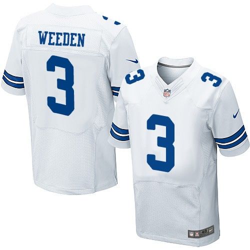  Cowboys #3 Brandon Weeden White Men's Stitched NFL Elite Jersey