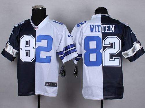  Cowboys #82 Jason Witten Navy Blue/White Men's Stitched NFL Elite Split Jersey