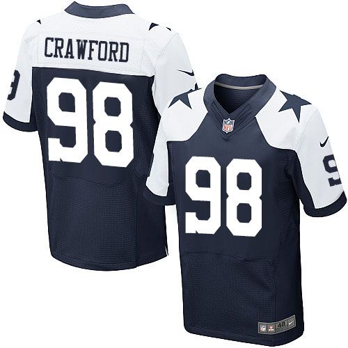  Cowboys #98 Tyrone Crawford Navy Blue Thanksgiving Throwback Men's Stitched NFL Elite Jersey