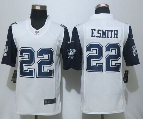  Cowboys #22 Emmitt Smith White Men's Stitched NFL Limited Rush Jersey