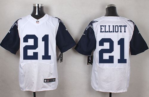  Cowboys #21 Ezekiel Elliott White Men's Stitched NFL Elite Rush Jersey