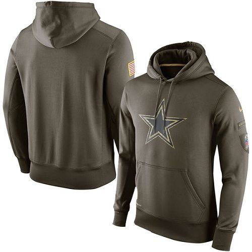 Men's Dallas Cowboys  Olive Salute To Service KO Performance Hoodie