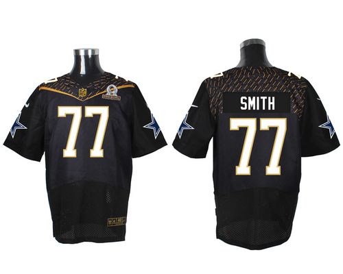  Cowboys #77 Tyron Smith Black 2016 Pro Bowl Men's Stitched NFL Elite Jersey