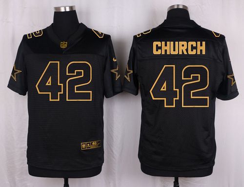 Cowboys #42 Barry Church Black Men's Stitched NFL Elite Pro Line Gold Collection Jersey