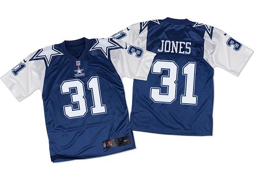  Cowboys #31 Byron Jones Navy Blue/White Throwback Men's Stitched NFL Elite Jersey