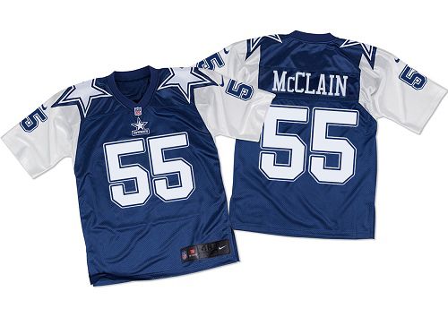  Cowboys #55 Rolando McClain Navy Blue/White Throwback Men's Stitched NFL Elite Jersey